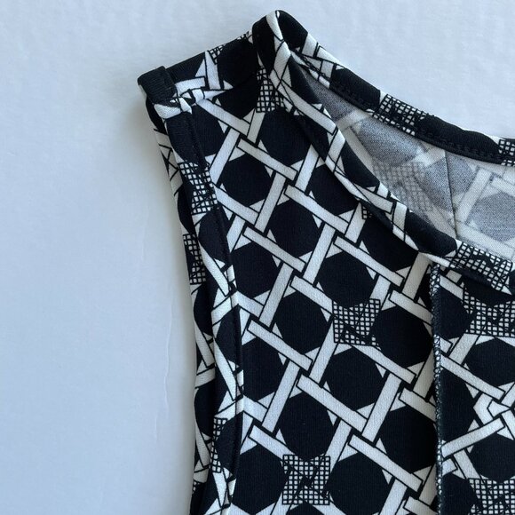 Haani Fit and Flare Panel Dress with Belt. Black & White. PXL Plus Size - Picture 9 of 11